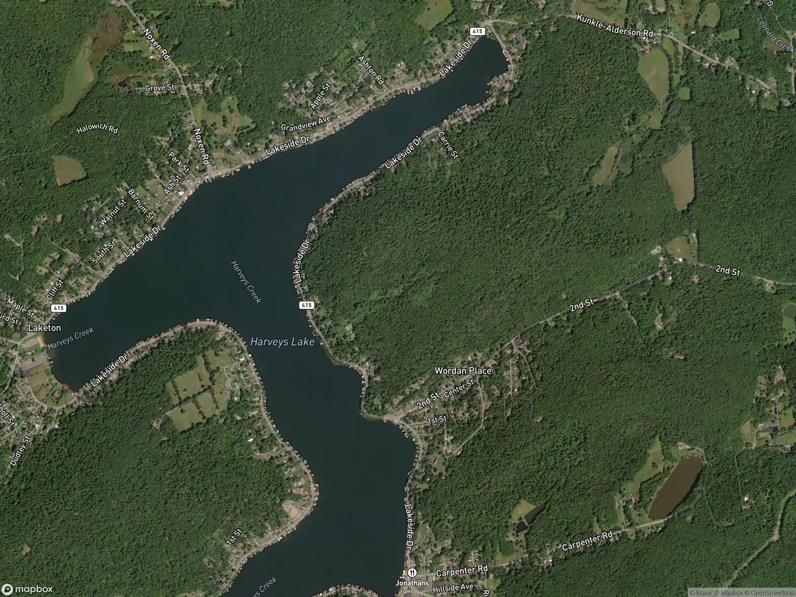 Map of Harveys Lake