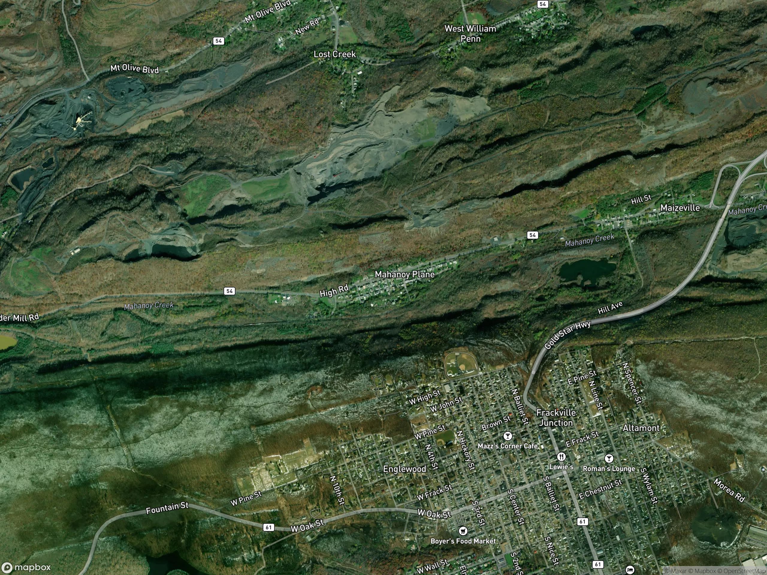 Map of Mahanoy Plane