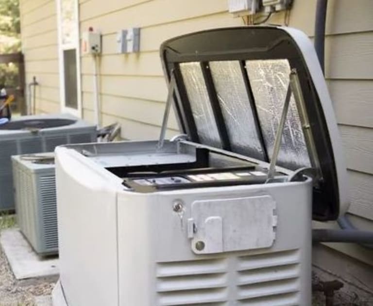 Generator being installed outside a home