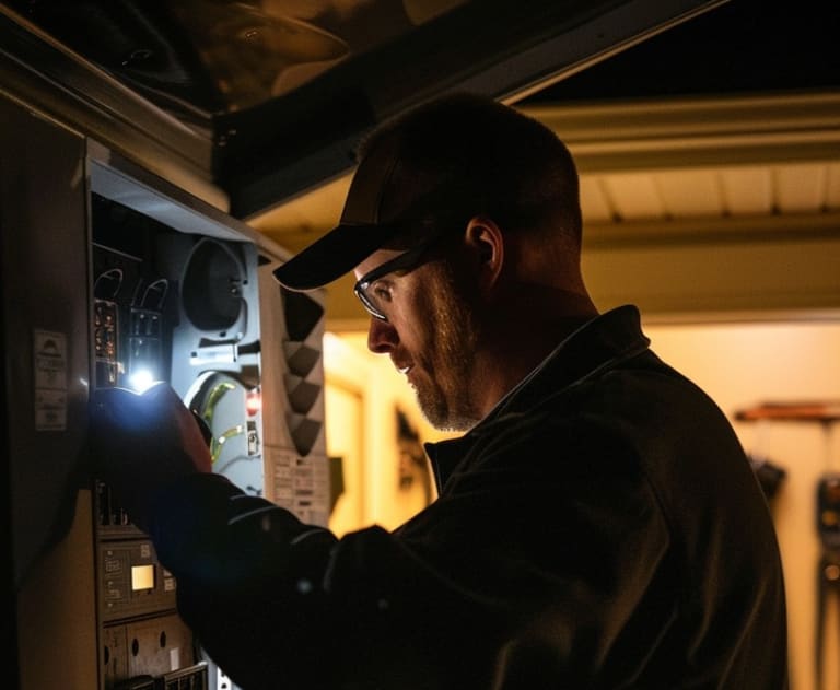 Emergency electrician fixing a breaker box