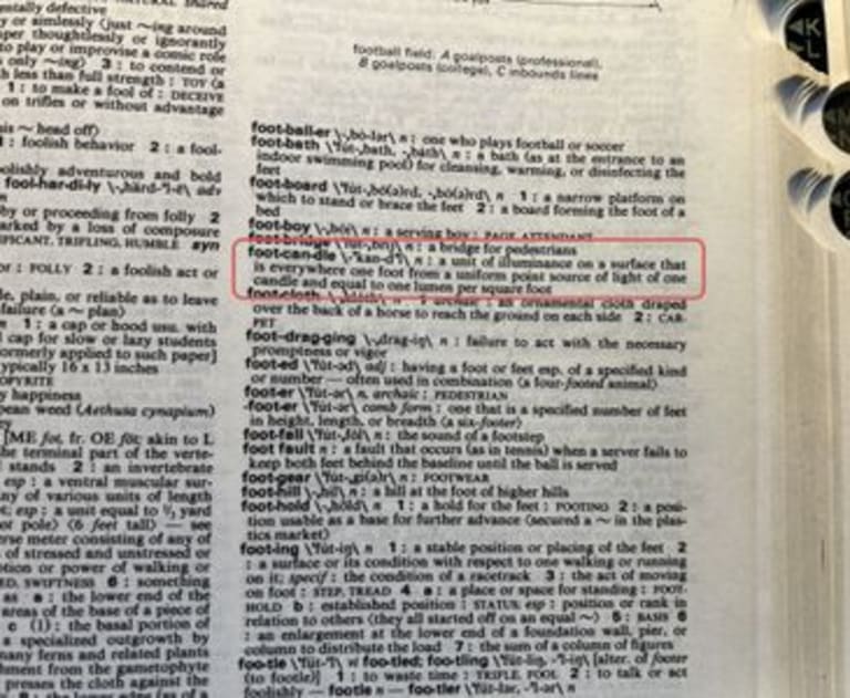 Page showing lighting terminology