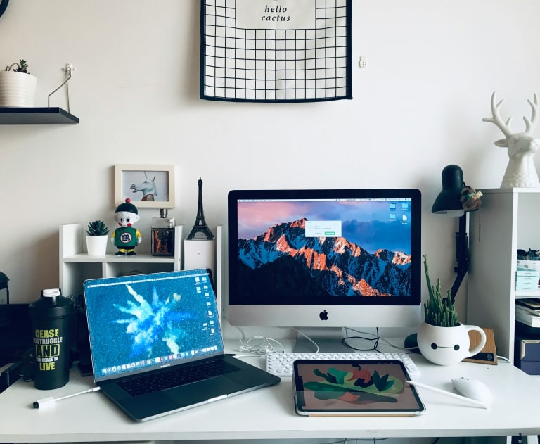 Home office with electronic appliances