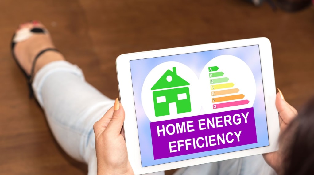 Woman holding guide to home energy efficiency