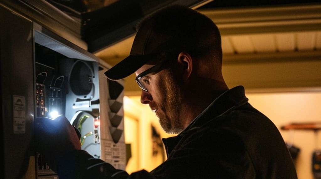 Emergency electrician fixing a breaker box