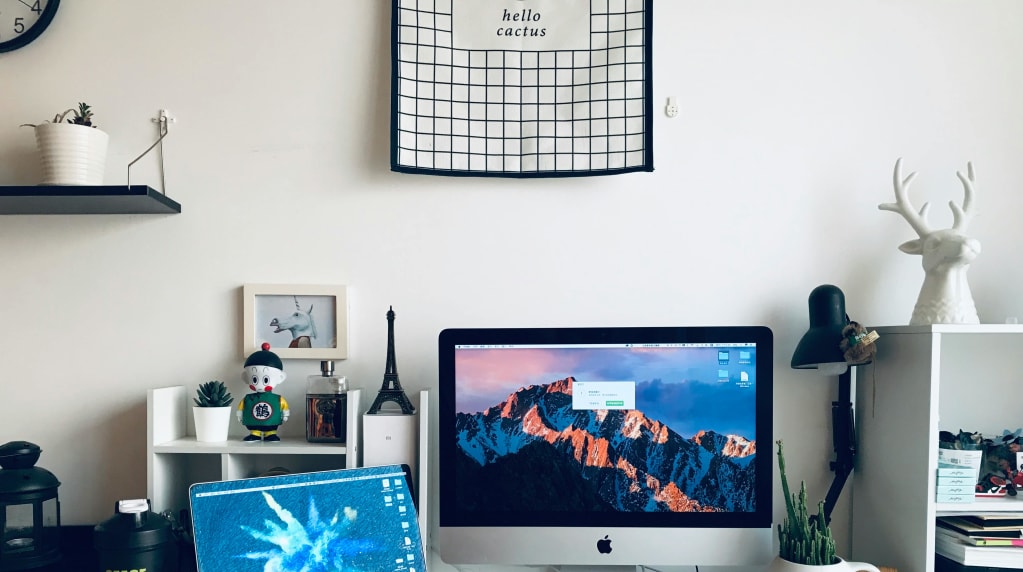 Home office with electronic appliances