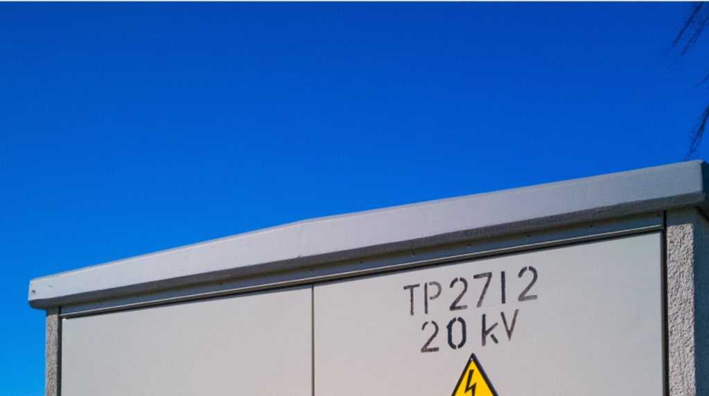 Large gray transformer outdoors