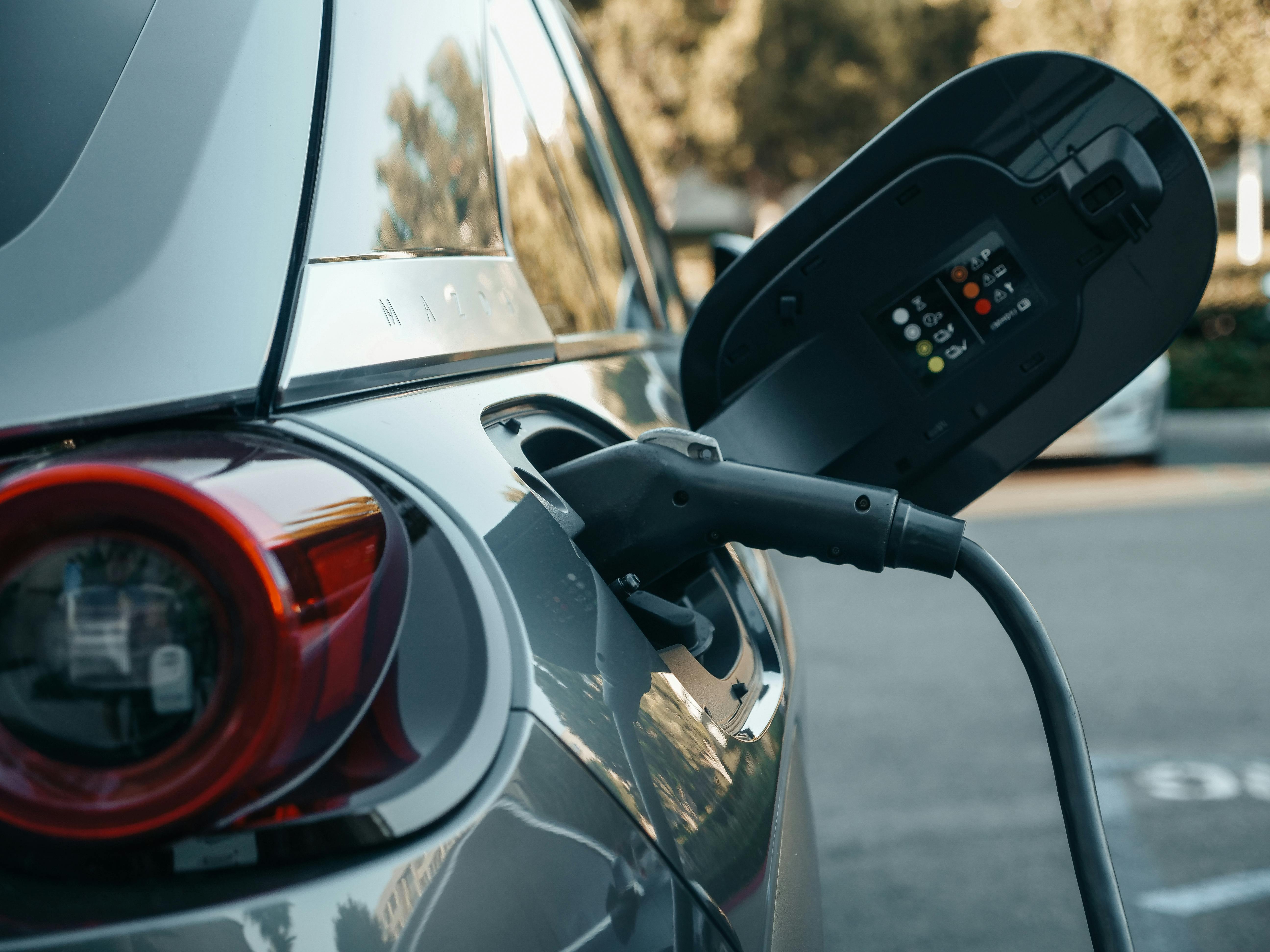 Vehicle plugged in to an EV charger