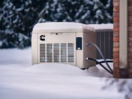 Cummins generator in the snow