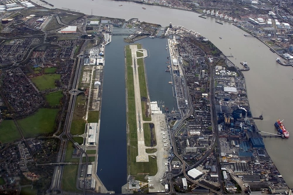 A photo of an airport from the air