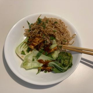 Crispy Sheet-Pan Noodles with Glazed Tofu