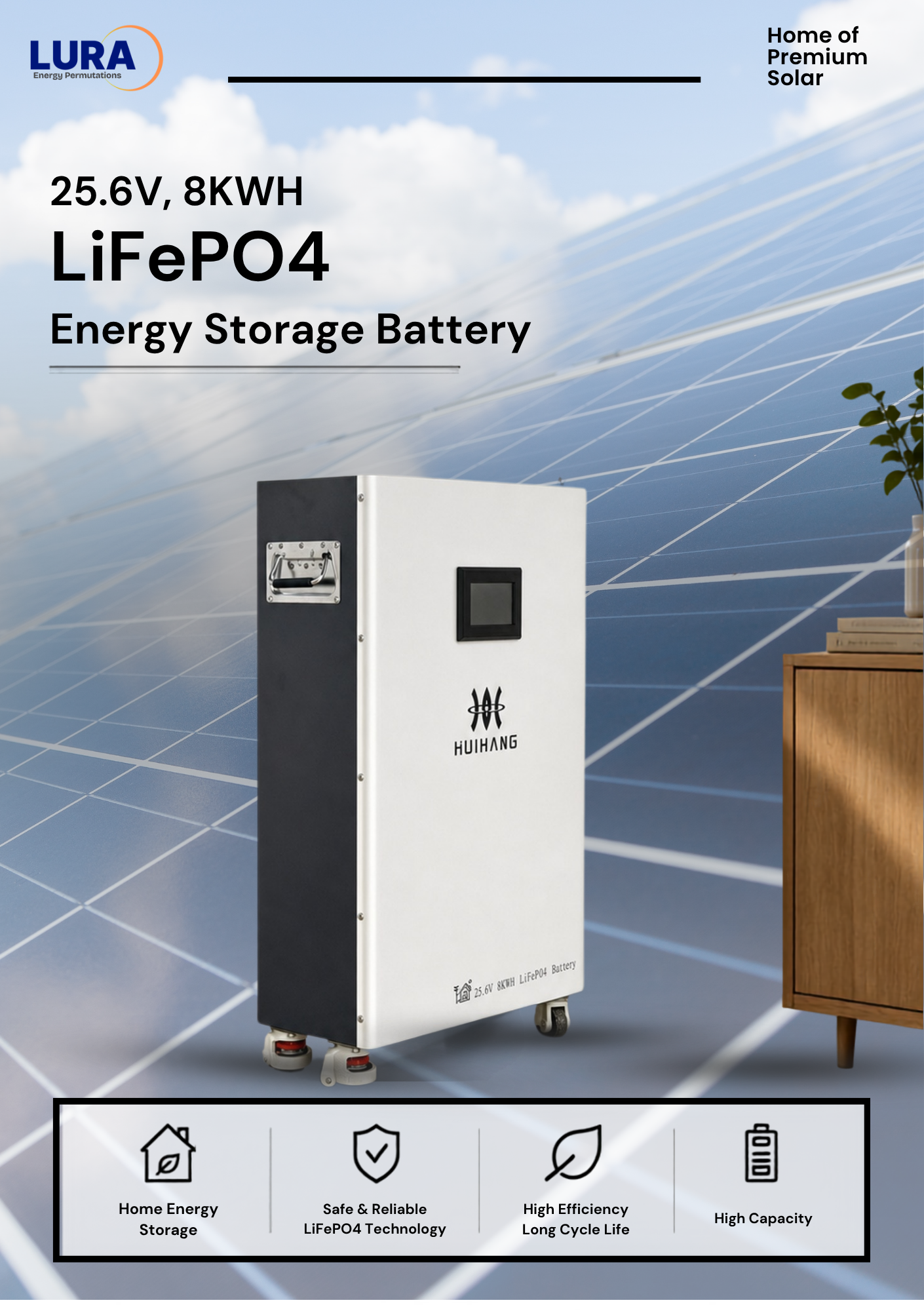 25.6V 8KWH LiFePo4 Battery