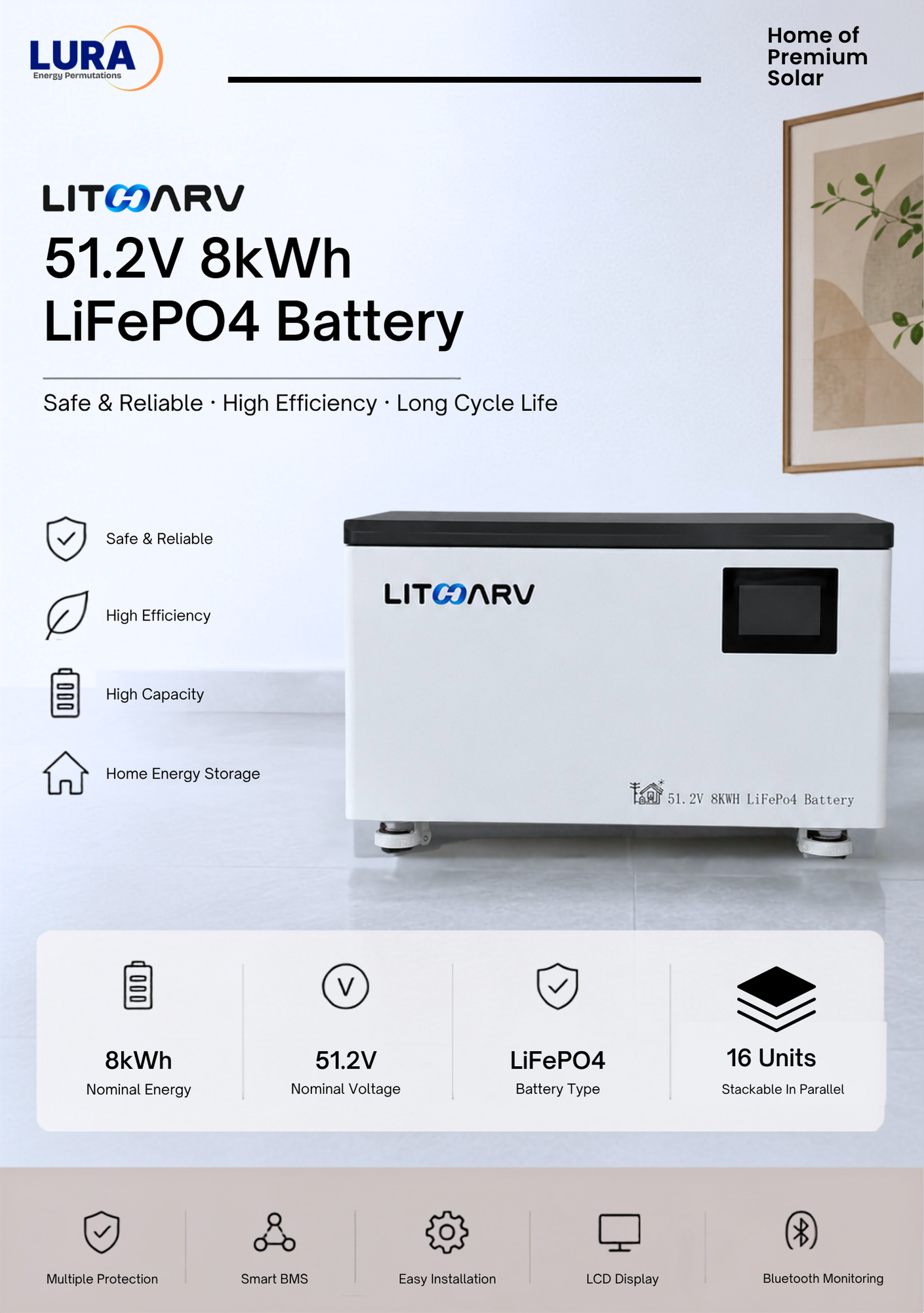 51.2V 8kWh LiFePO4 Battery