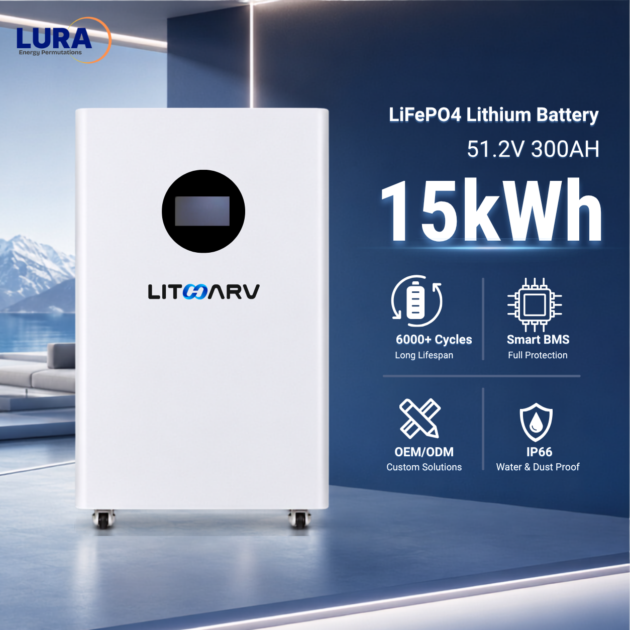 51.2V 15KWH LiFePO4 Battery