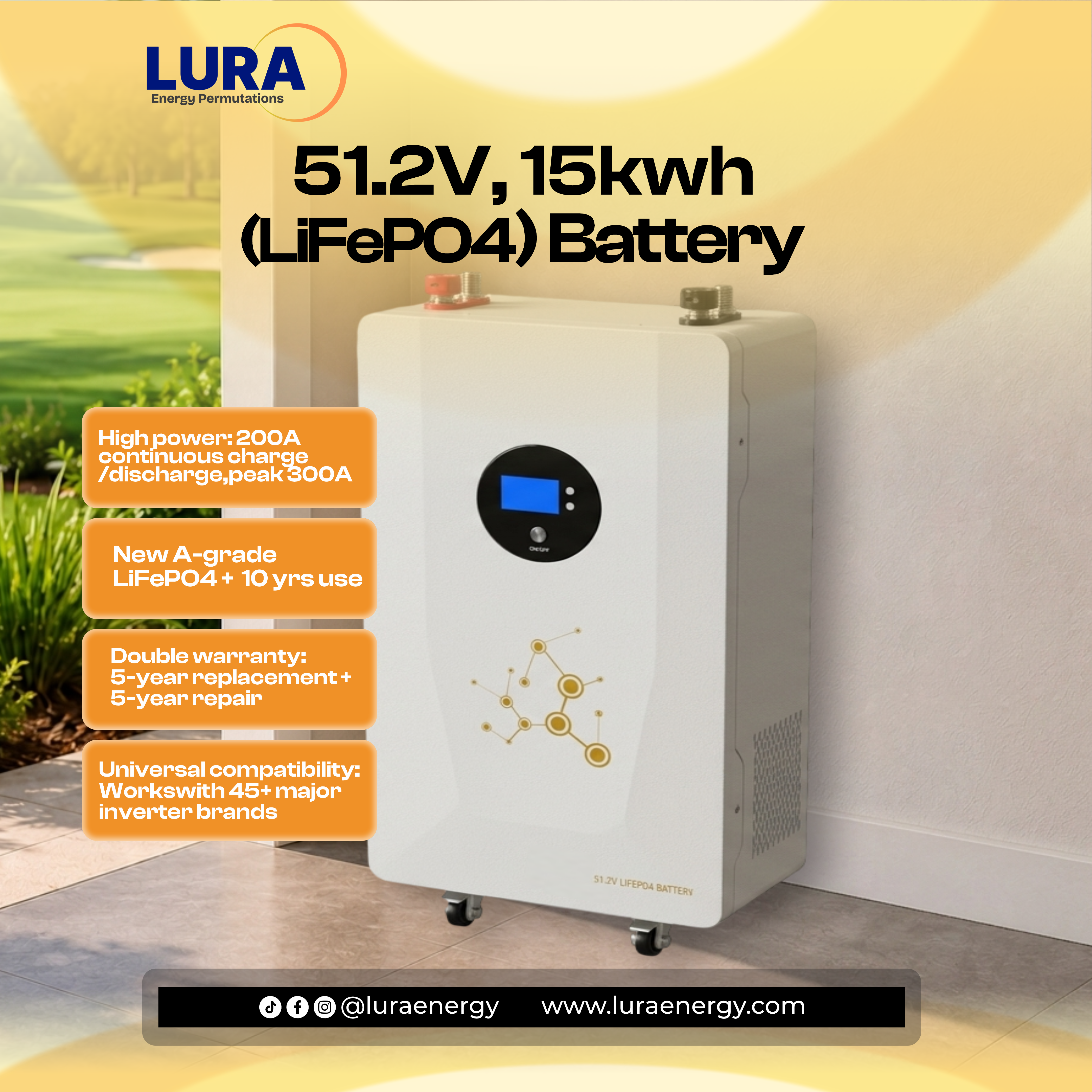 51.2V 15KWH LiFePO4 Battery