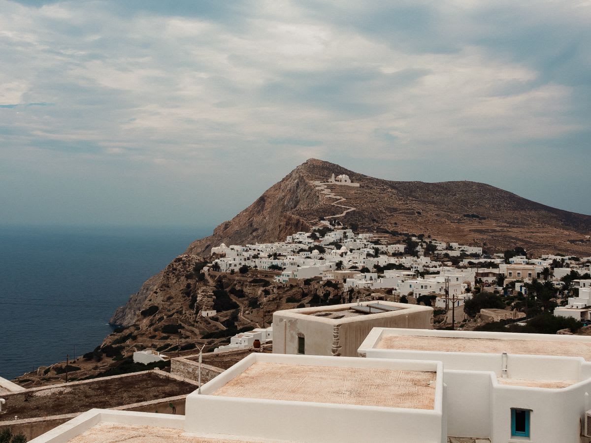 Whitewashed buildings on a Greek island