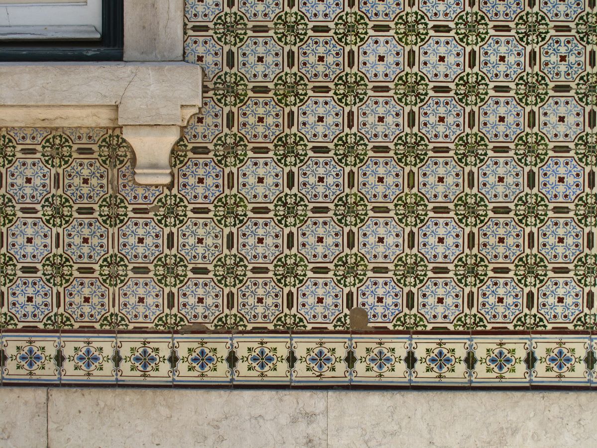 A Lisbon street with tiled facades