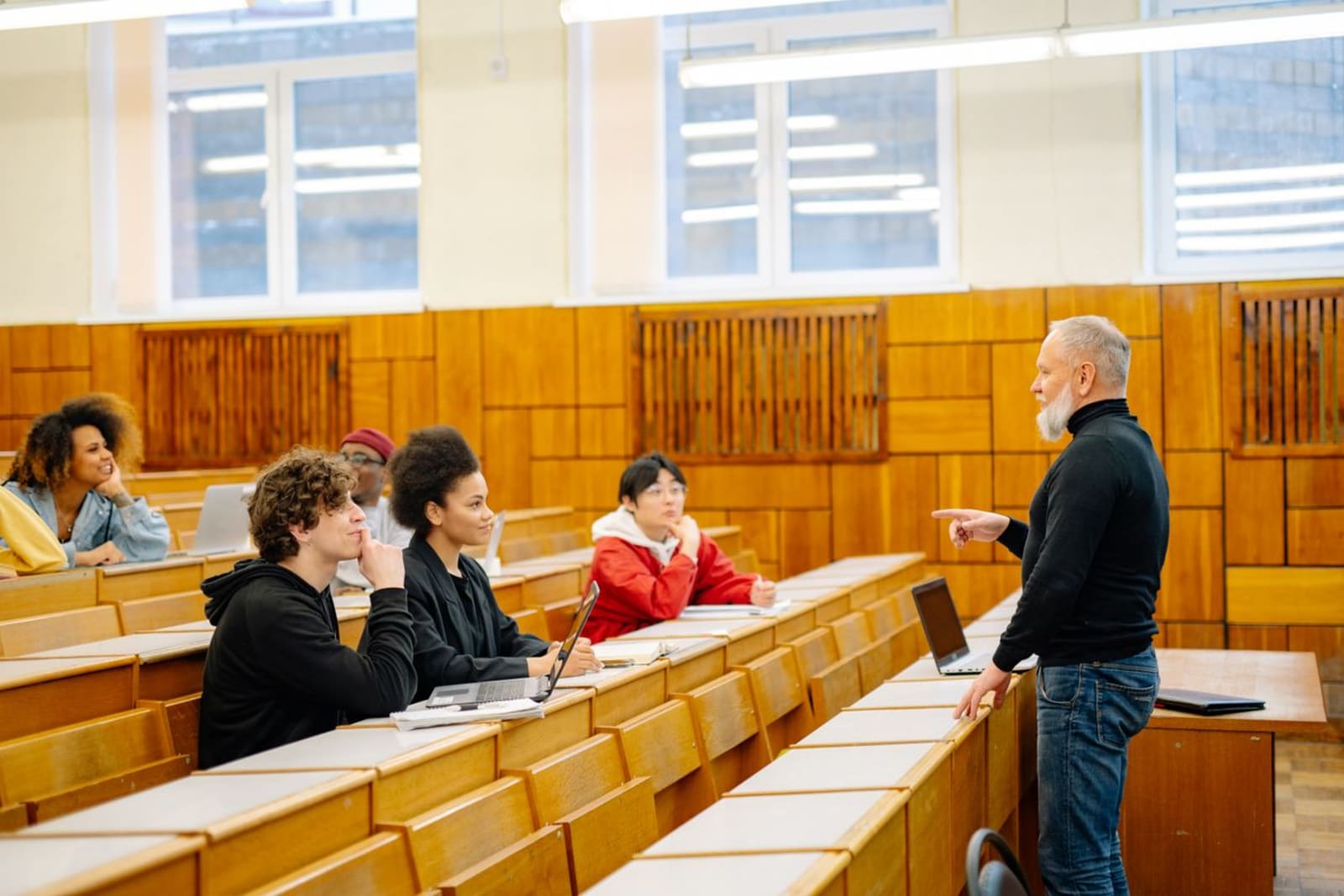 Adult learners following a lecture