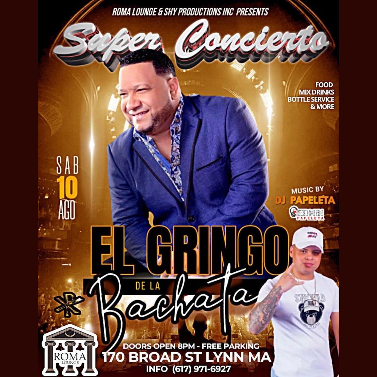 El Gringo de la Bachata in Lynn - Tickets 2024-08-10 | ROMA LOUNGE