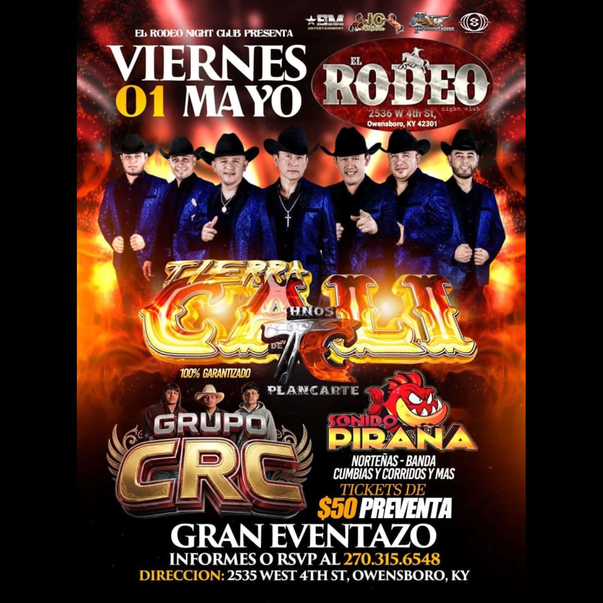 Crc Rodeo Hermanos Plancarte,Grupo CRC, Sonido Piraña in Owensboro - Tickets 2026 ...