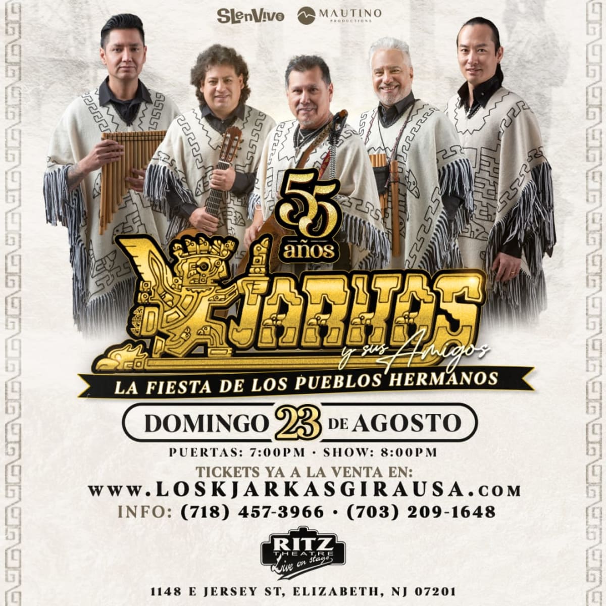 LOS KJARKAS 55 Años | New Jersey in Elizabeth - Tickets 2026-08-23