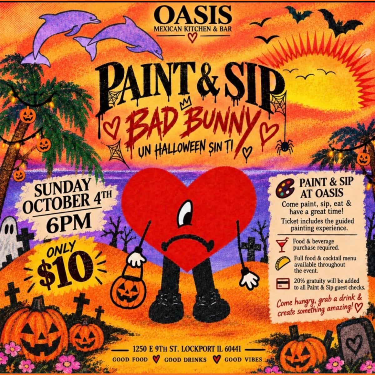 Bad Bunny Un Halloween Sin Ti Paint & Sip in Lockport - Tickets