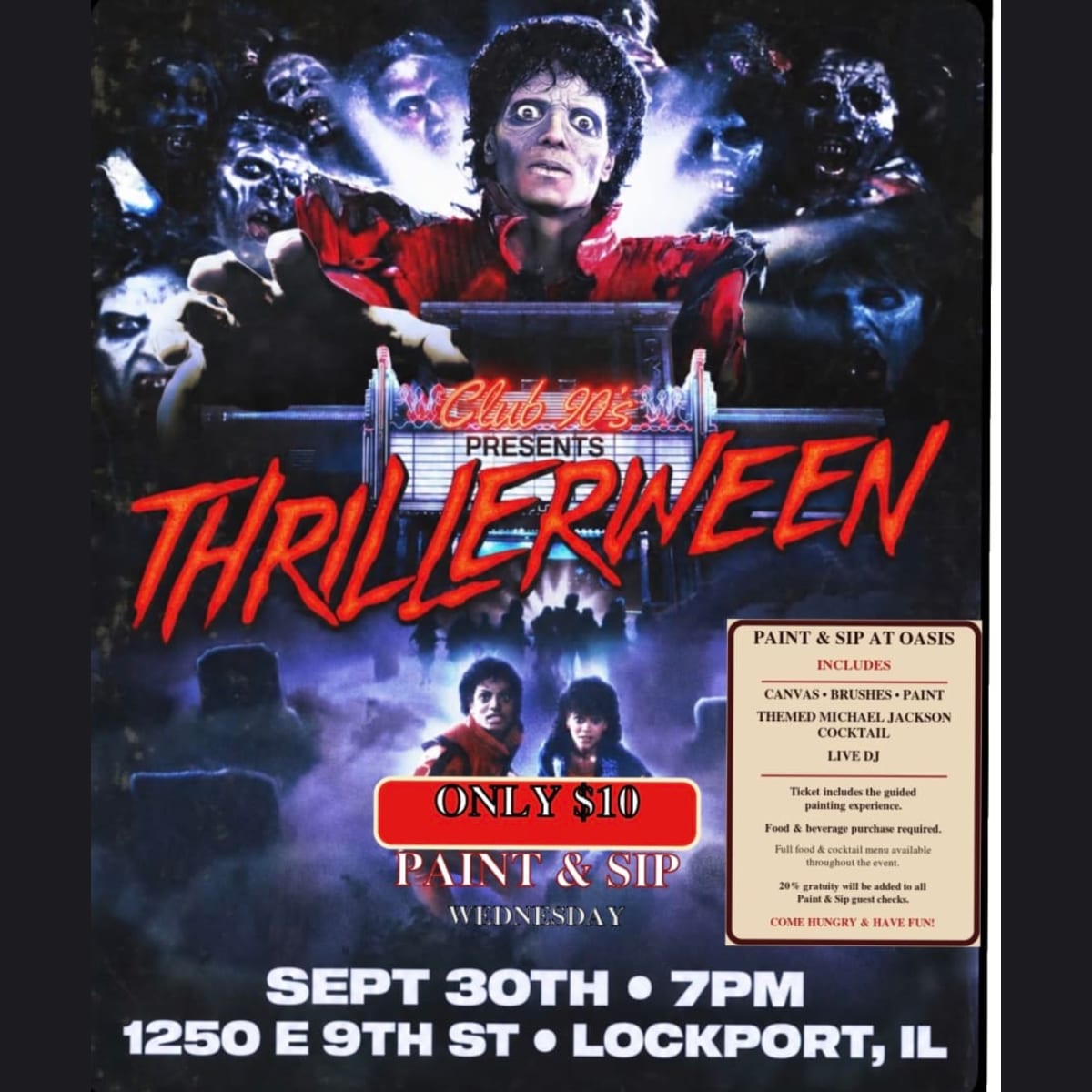 Michael Jackson THRILLERWEEN Paint & Sip in Lockport - Tickets
