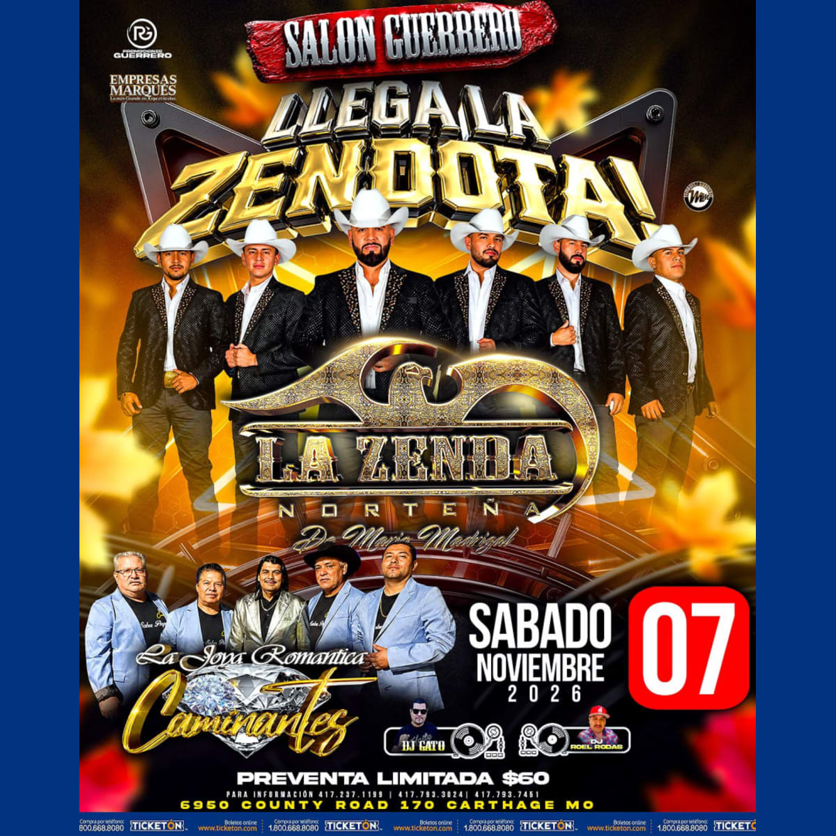 Una Noche Con La Zenda in Carthage - Tickets 2026-11-07 | Salon