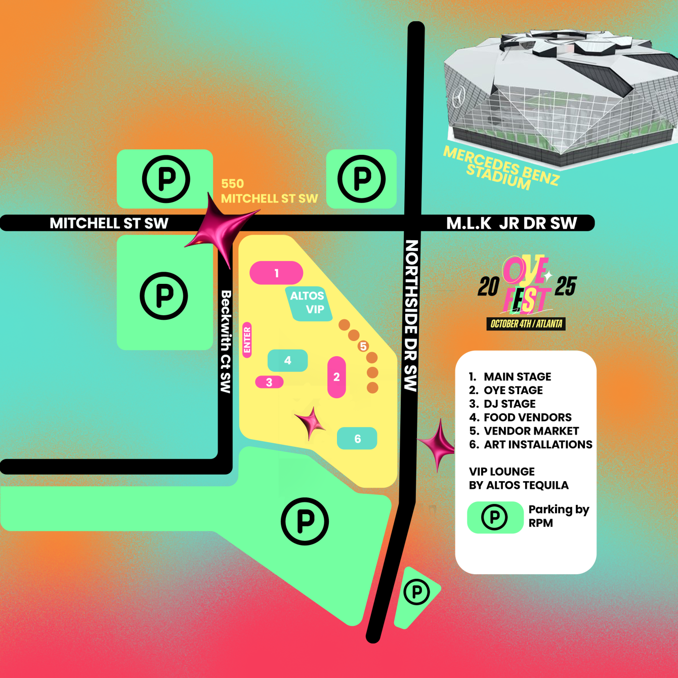 OYE Fest Music Festival Map