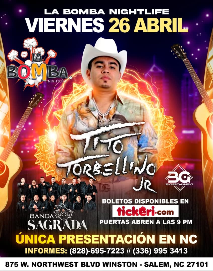 Event - TITO TORBELLINO JR Y BANDA SAGRADA EN LA BOMBA DE WINSTON SALEM