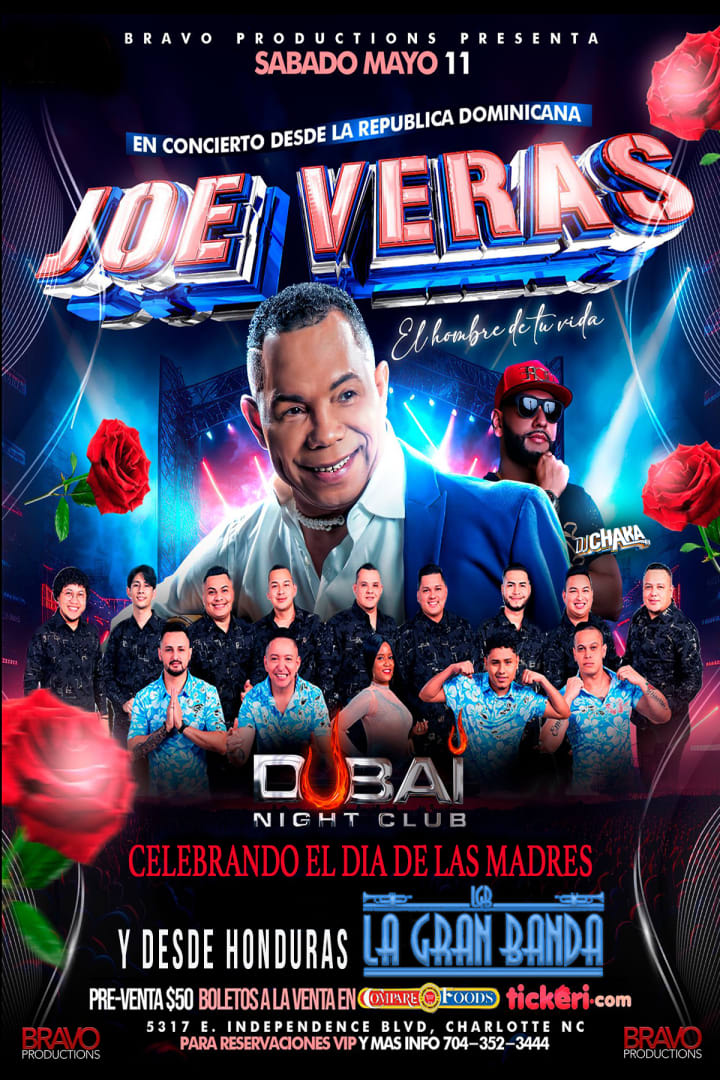 Event - JOE VERAS & LA GRAN BANDA "EN CONCIERTO" SABADO 11 de MAYO 2024 en DUBAI CHARLOTTE - Charlotte, NC - sáb, 11 de mayo de 2024} | concert tickets