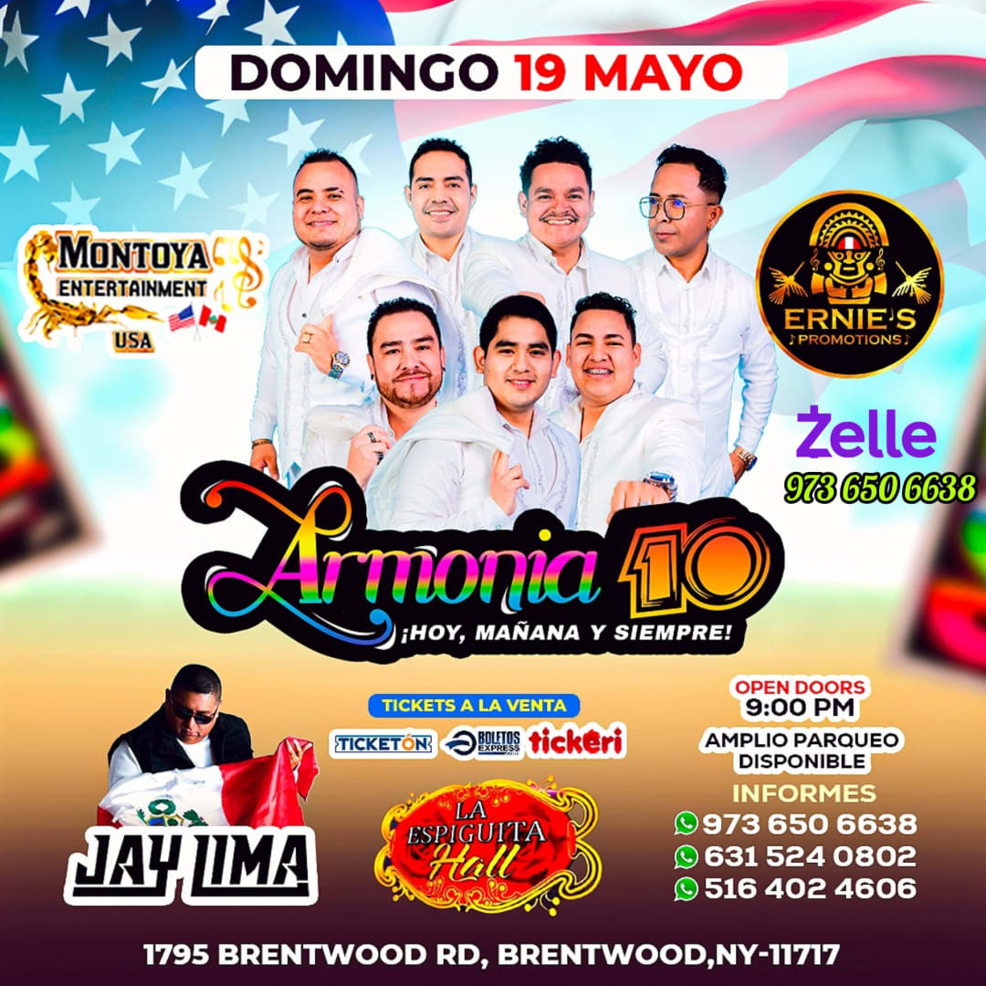 Event - ARMONIA 10 HOY MAÑANA Y SIEMPRE ! - Brentwood, NY - Sun, May 19, 2024} | concert tickets