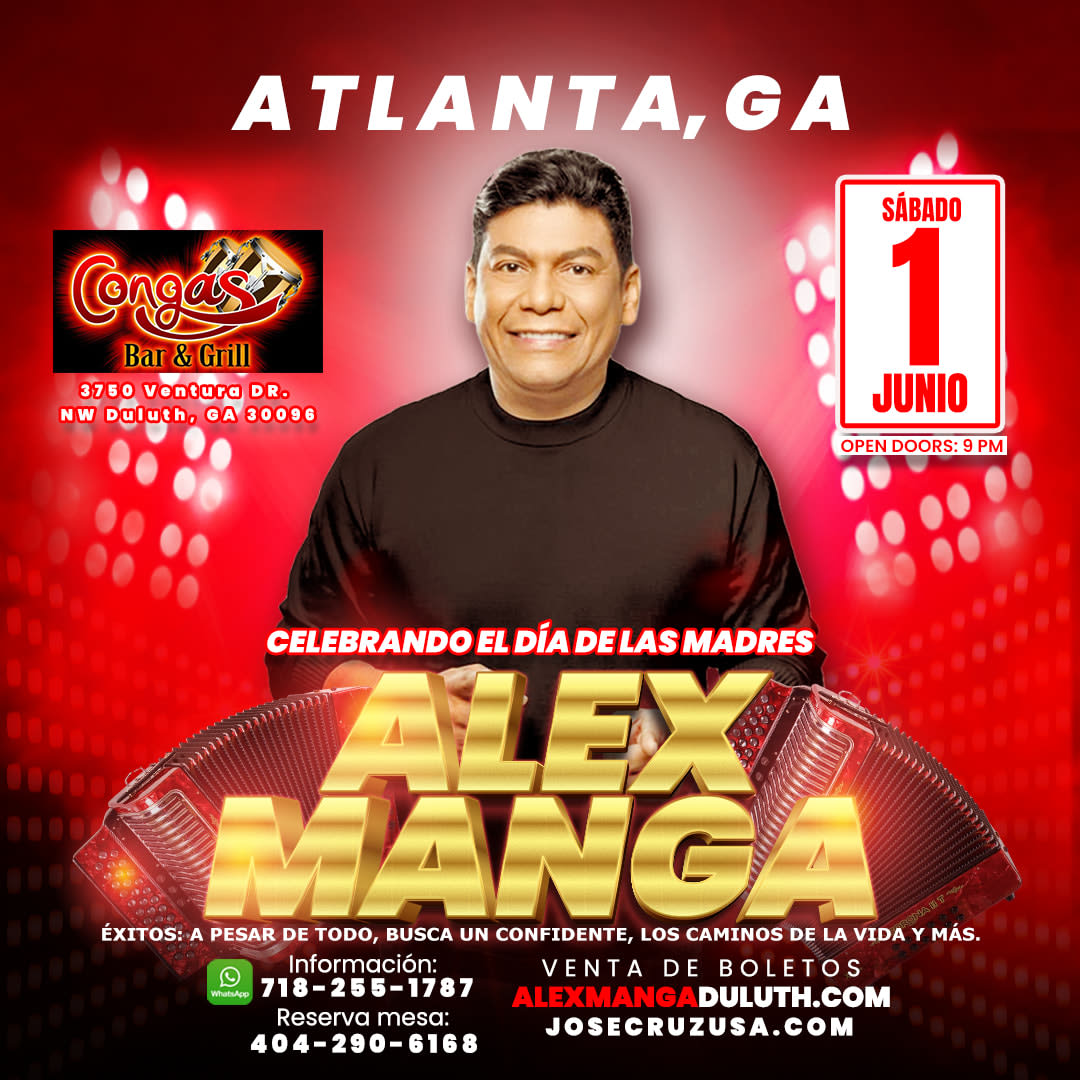 Event - ALEX MANGA EN CONCIERTO - ATLANTA, GA - JUNIO 1 - JCP