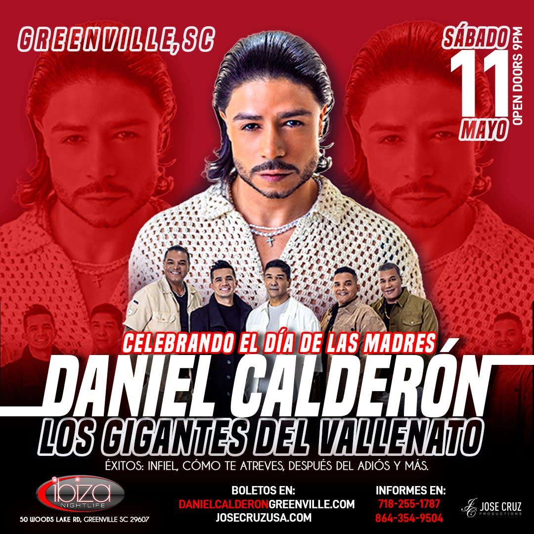 Event - DANIEL CALDERÓN Y LOS GIGANTES DEL VALLENATO - GREENVILLE, SC - MAYO 11