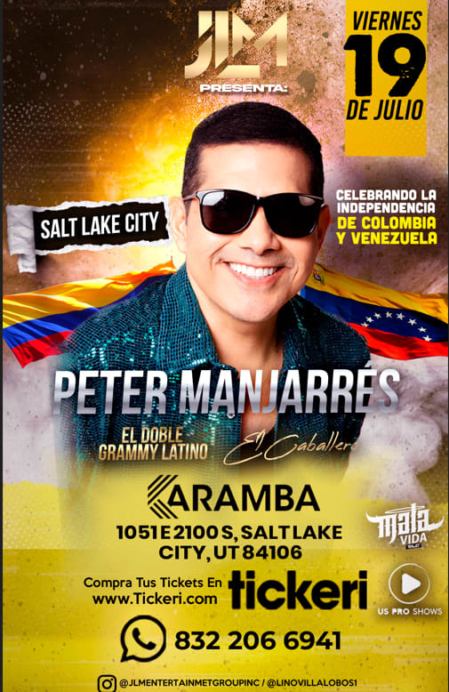 Event - PETER MANJARRES EN CONCIERTO ! - Salt Lake City, UT - vie, 19 de julio de 2024} | concert tickets