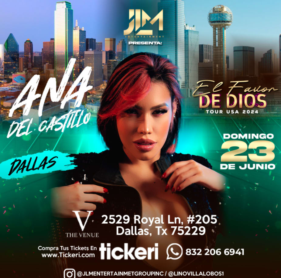 Event - ANA DEL CASTILLO EN CONCIERTO ! - Dallas, TX - Sun, June 23, 2024} | concert tickets