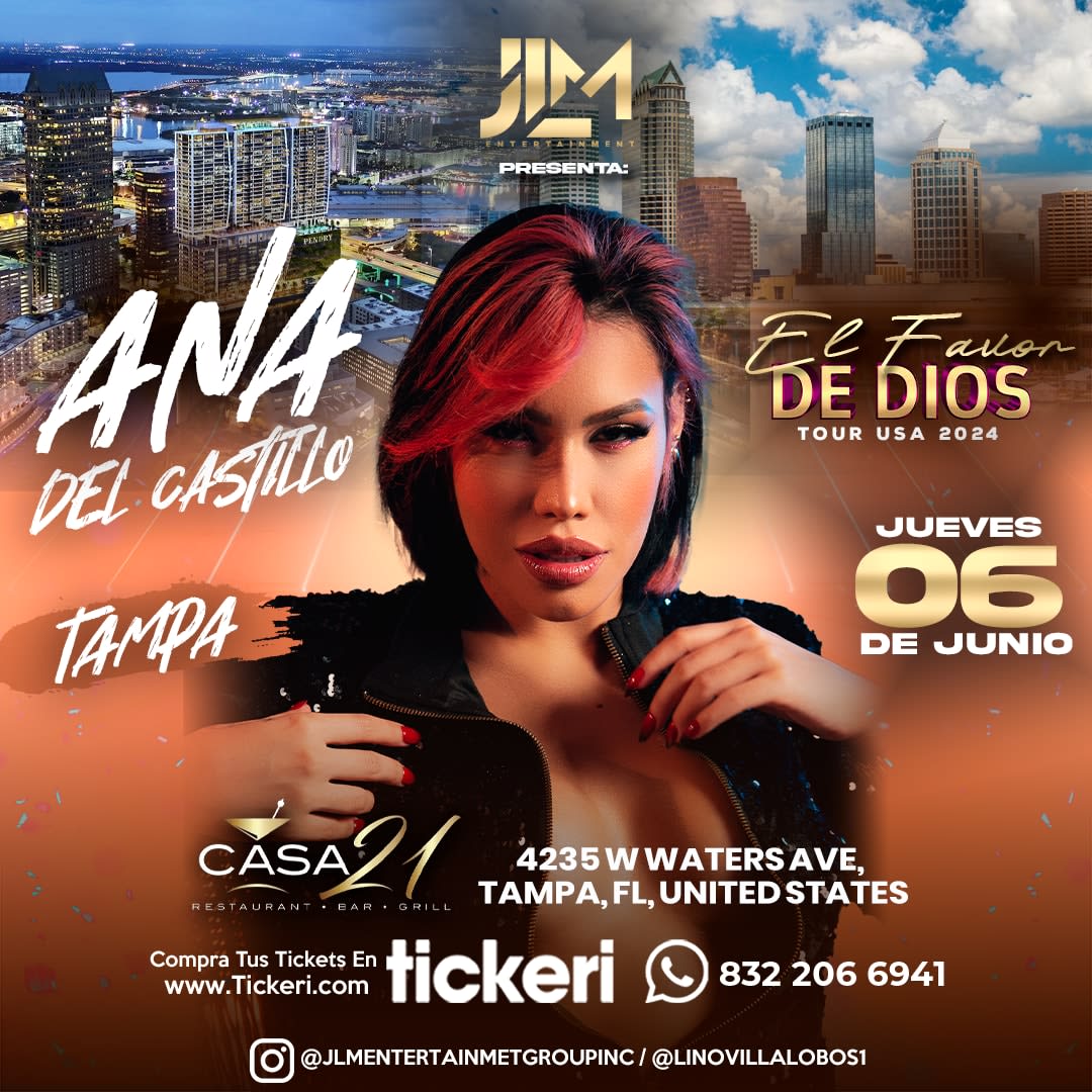 Event - ANA DEL CASTILLO EN CONCIERTO ! - Tampa, FL - Thu, June 6, 2024} | concert tickets