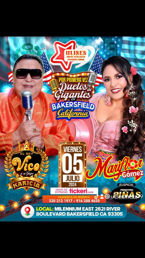 Event - Vico y su grupo Caricia y Mariflor Gomez - Bakersfield, CA - vie, 5 de julio de 2024} | concert tickets