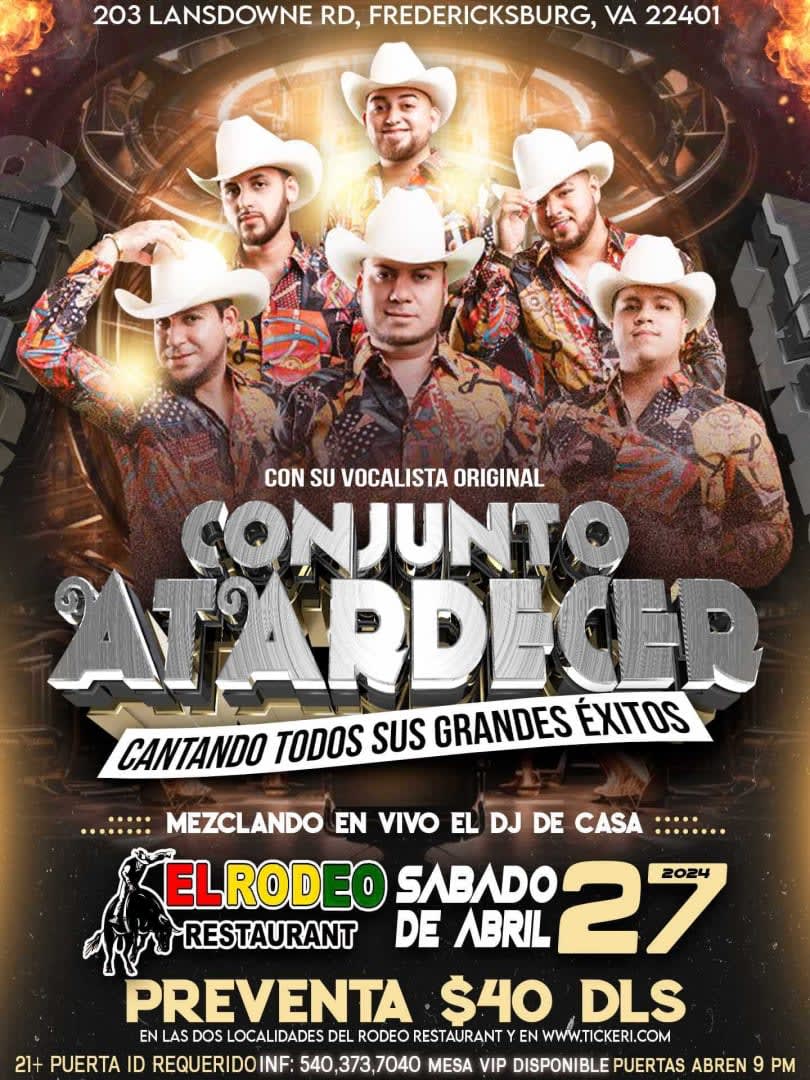 Event - CONJUNTO ATARDECER EN CONCIERTO ! - Fredericksburg, VA - sáb, 27 de abril de 2024} | concert tickets