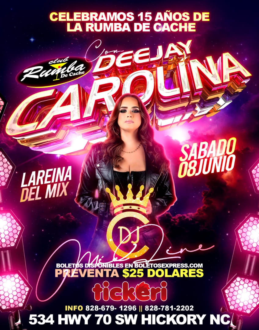 Event - DJ CAROLINA EN VIVO ! - Hickory, NC - Sat, June 8, 2024} | concert tickets