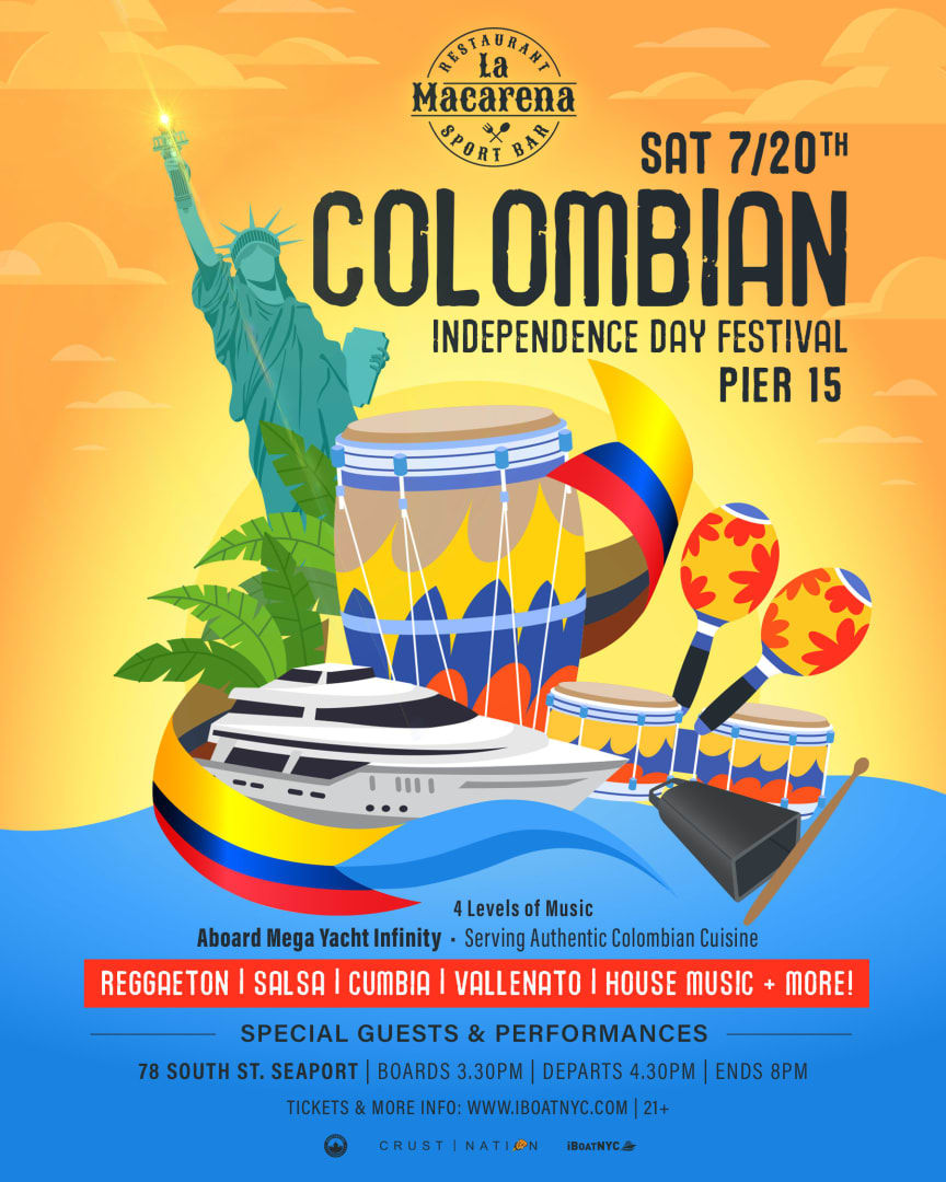 Event - LA MACARENA Colombian Independence Festival | Mega Yacht Infinity Day Party - New York, NY - Sat, July 20, 2024} | concert tickets