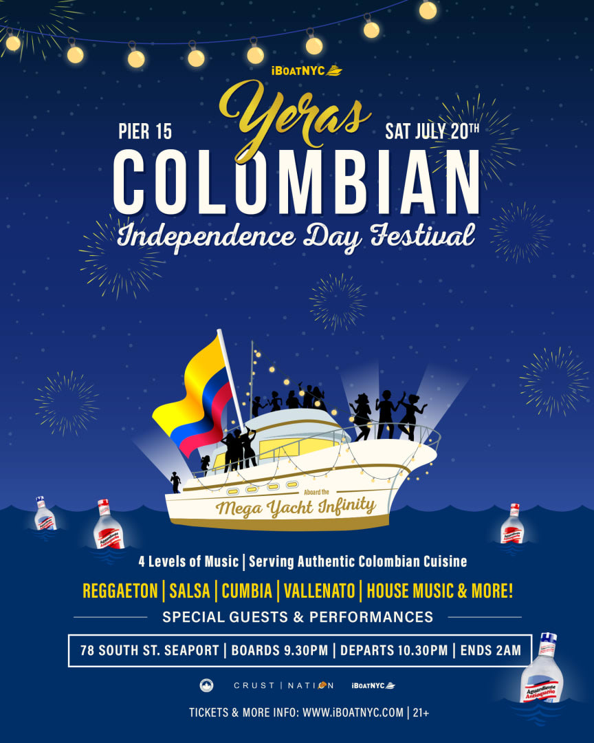 Event - YERAS Colombian Independence Day Festival | Mega Yacht Infinity Party - New York, NY - sáb, 20 de julio de 2024} | concert tickets