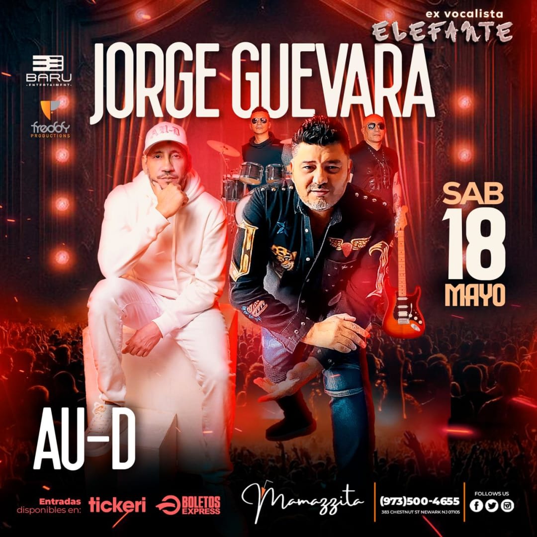 Event - JORGE GUEVARA (EX VOCALISTA DE ELEFANTE) , AU-D , EN VIVO ! - Newark, NJ - sáb, 18 de mayo de 2024} | concert tickets