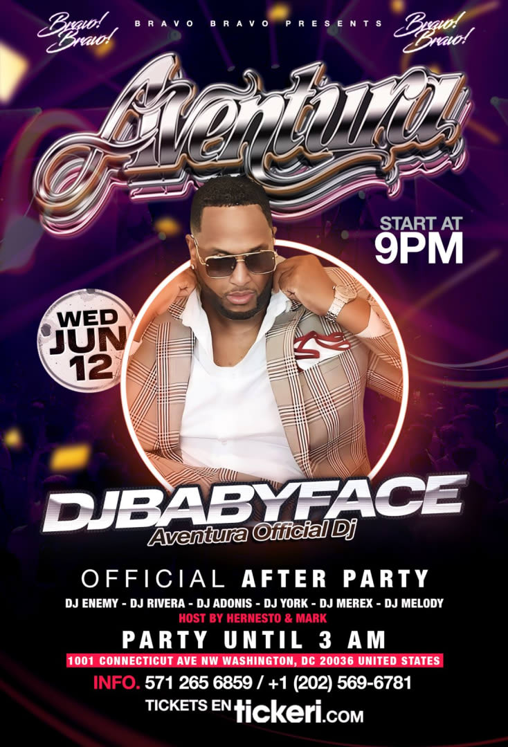 Event - Aventura official After Party  - Washington, District Of Columbia - mié, 12 de junio de 2024} | concert tickets