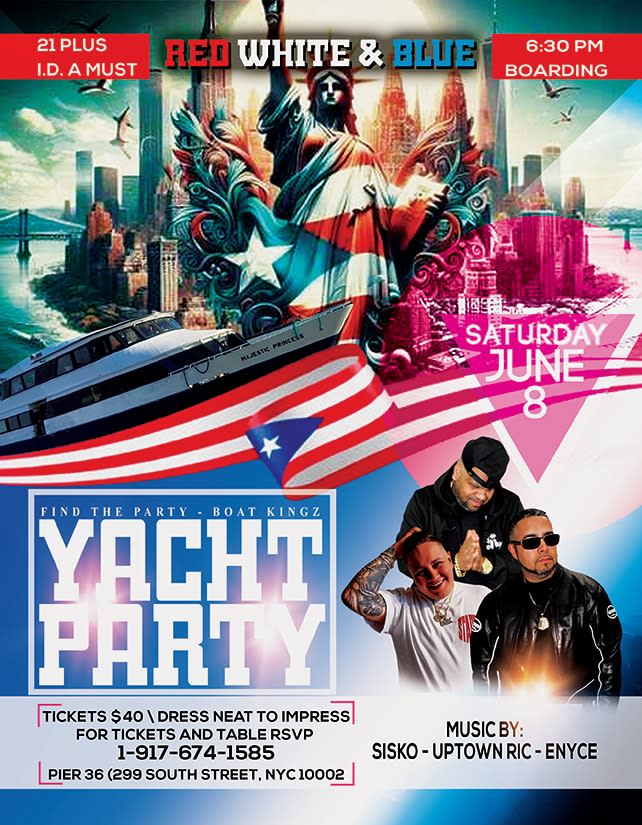 Event - Pre Puerto Rican Day Parade Party Cruise At Pier 36 - NY, NY - Sat, June 8, 2024} | concert tickets