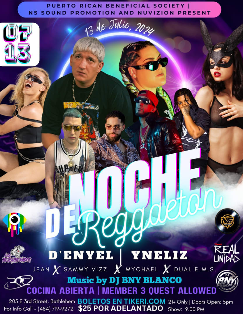 Event - NOCHE DE REGGAETON - Bethlehem, PA - sáb, 13 de julio de 2024} | concert tickets