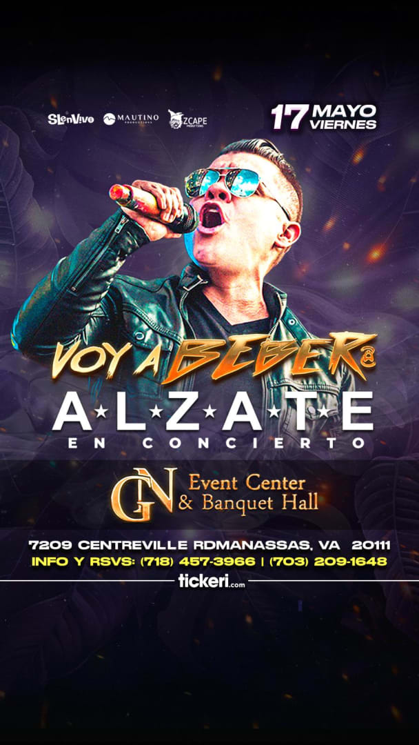 Event - ALZATE! CELEBRANDO EL MES DE LAS MADRES EN VIRGINIA!! - manassas, VA - vie, 17 de mayo de 2024} | concert tickets