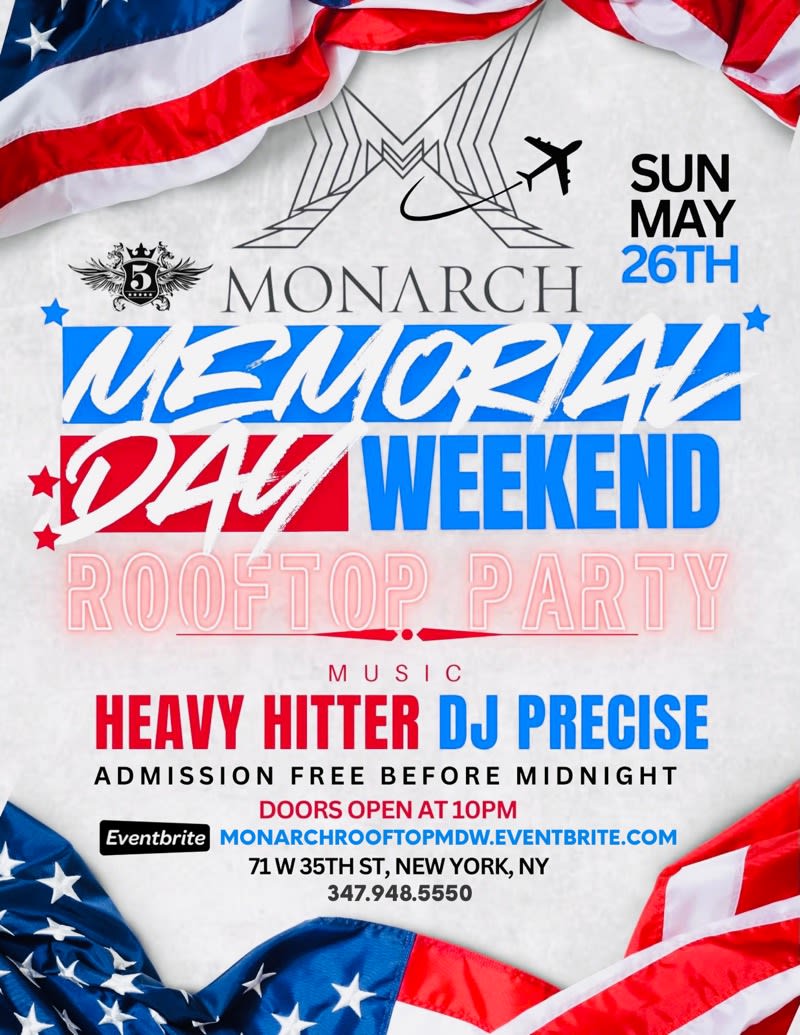 Event - Sunday Night Memorial Day Weekend Rooftop Party - New York, NY - Sun, May 26, 2024} | concert tickets