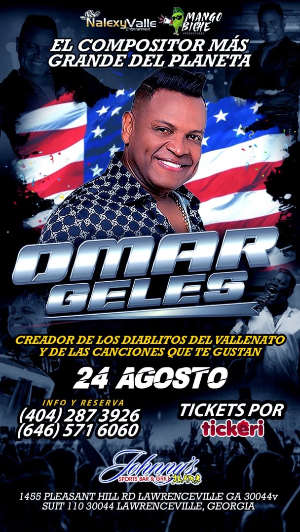 Event - OMAR GELES EL COMPOSITOR MAS GRANDE DEL PLANETA EN JOHNNYS SPORT BAR & GRILL - Lawrenceville, GA - sáb, 24 de agosto de 2024} | concert tickets