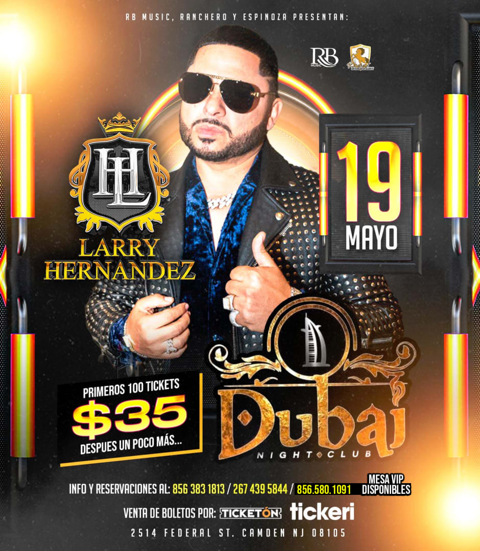 Event - LARRY HERNANDEZ live in Camden, NJ - Camden, NJ - dom, 19 de mayo de 2024} | concert tickets