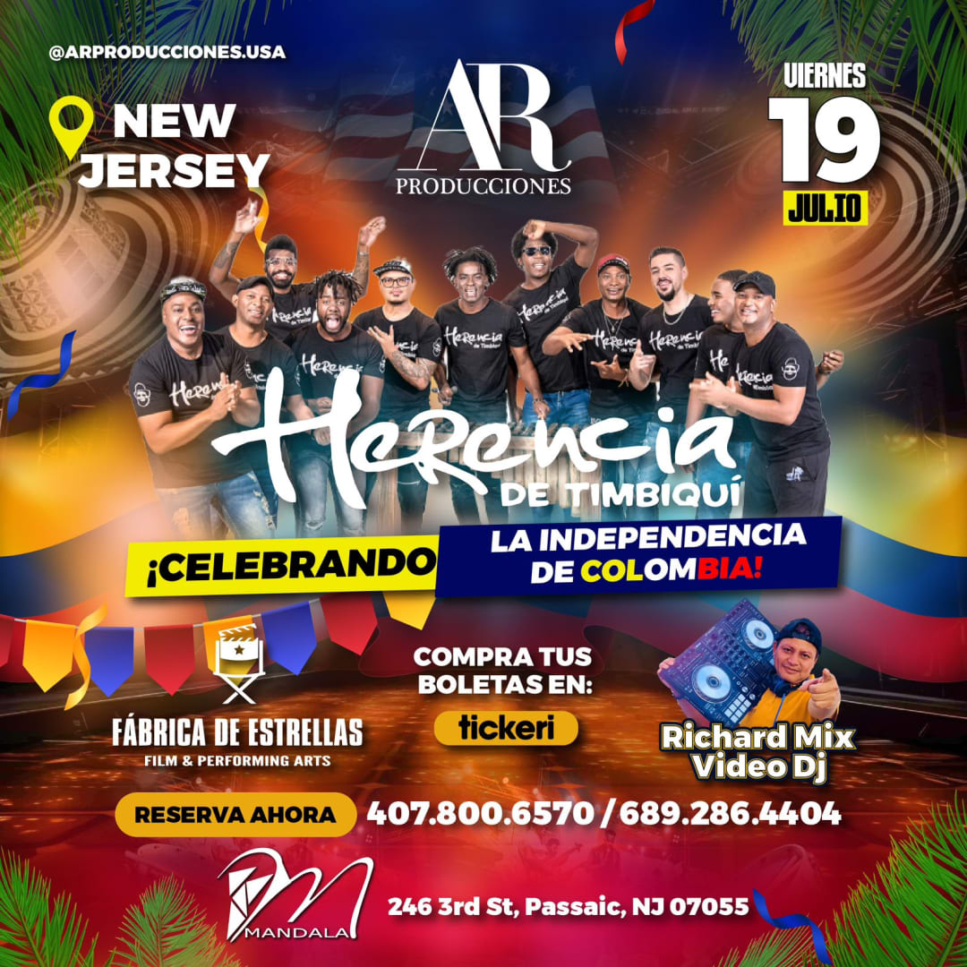 Event - HERENCIA DE TIMBIQUI GIRA "TE INVITO" CELEBRANDO LA INDEPENDENCIA DE COLOMBIA EN NEW JERSEY - Passaic, NJ - Fri, July 19, 2024} | concert tickets